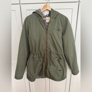 Roxy Olive Green Hooded Drawstring Jacket
